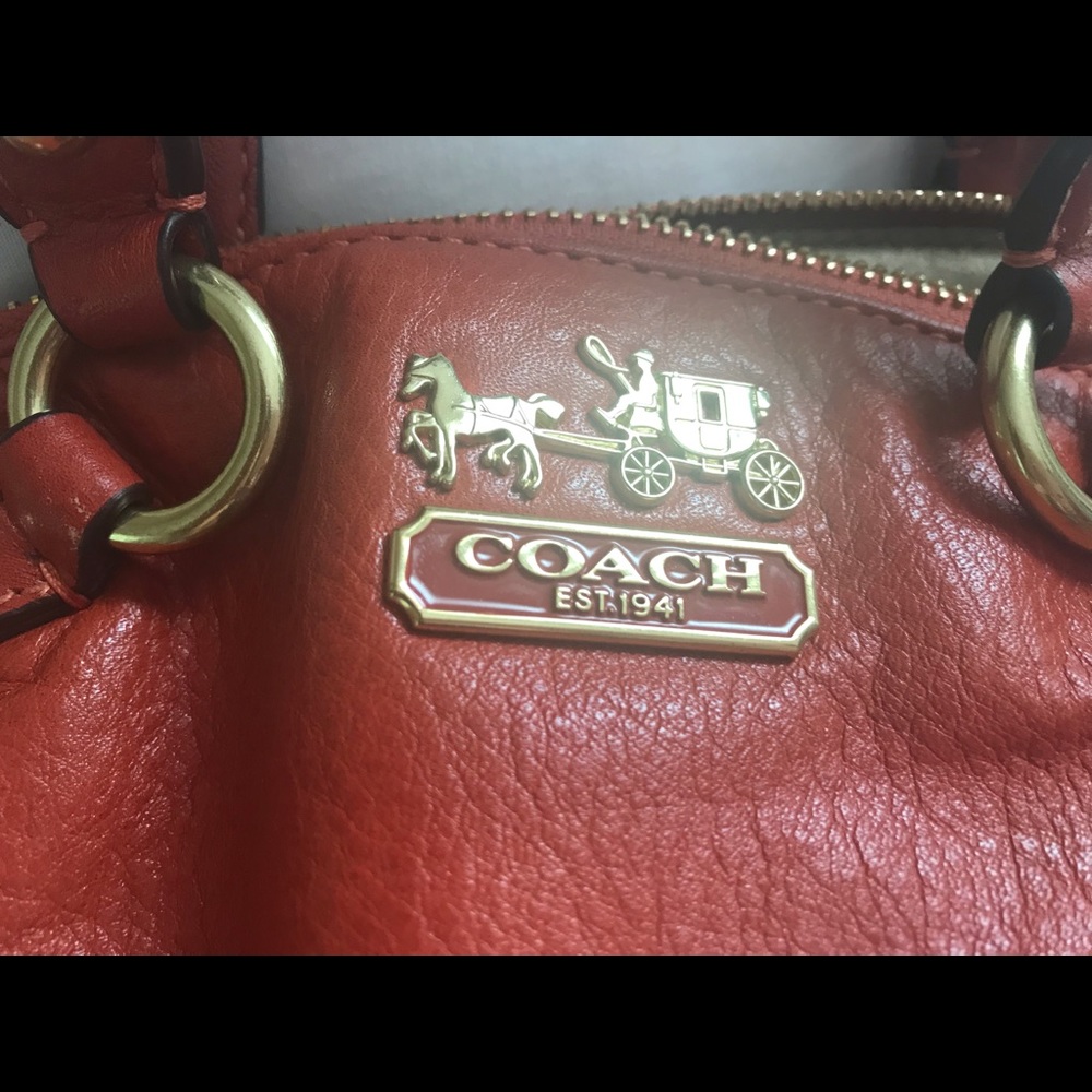 COACH Leather Satchel bag. Orange EUC - Picture 7 of 8